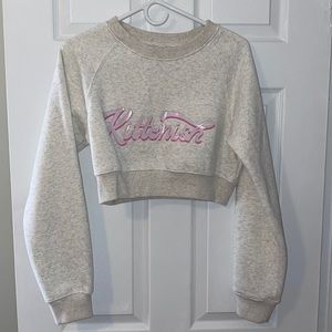Kittenish Gray Cropped Crew Neck Sweatshirt